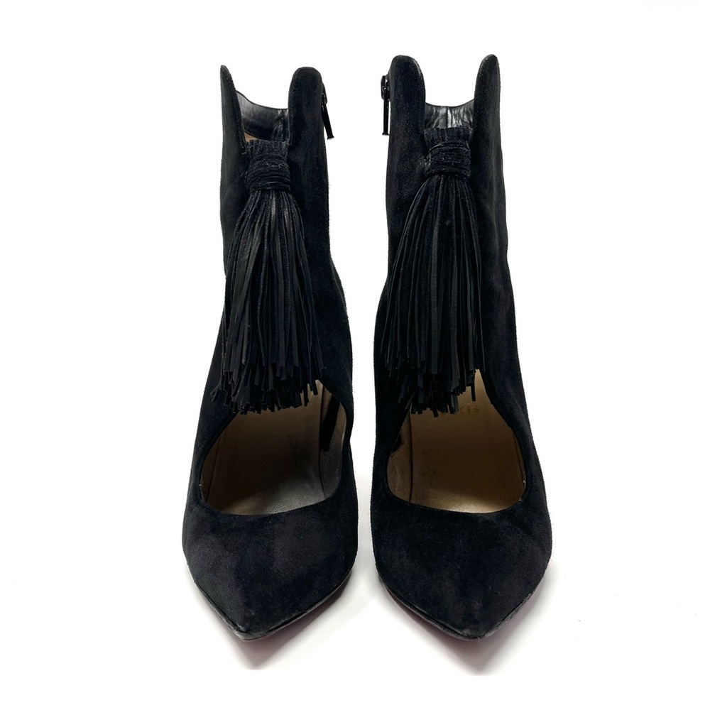 Christian Louboutin Ottocarl Black Suede Fringe Ankle Boots Booties 38.5 8.5 - Picture 8 of 14